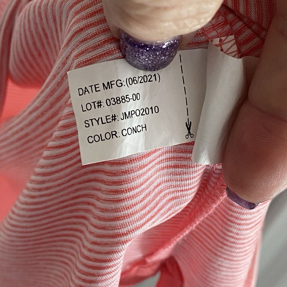 JOHNNIE-O Shirt Mens Size Large Polo Performance Stripe Golf Wicking Conch - Picture 5 of 6
